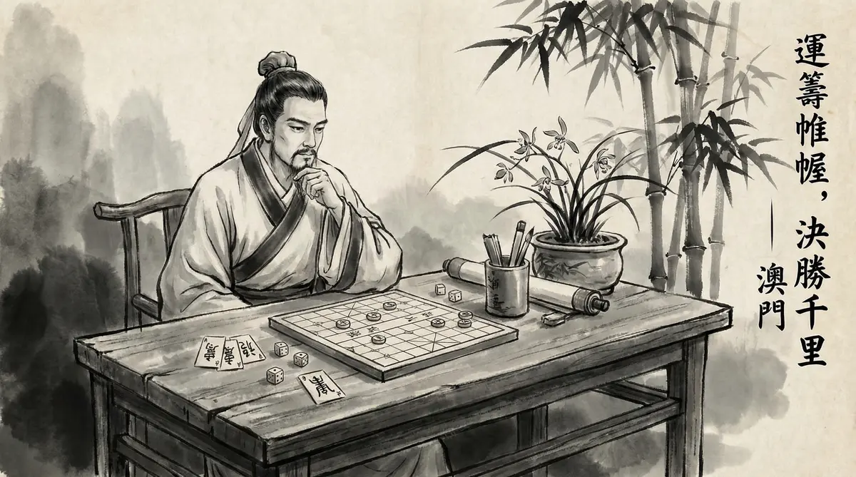 无限赌场澳门赌博文化水墨画